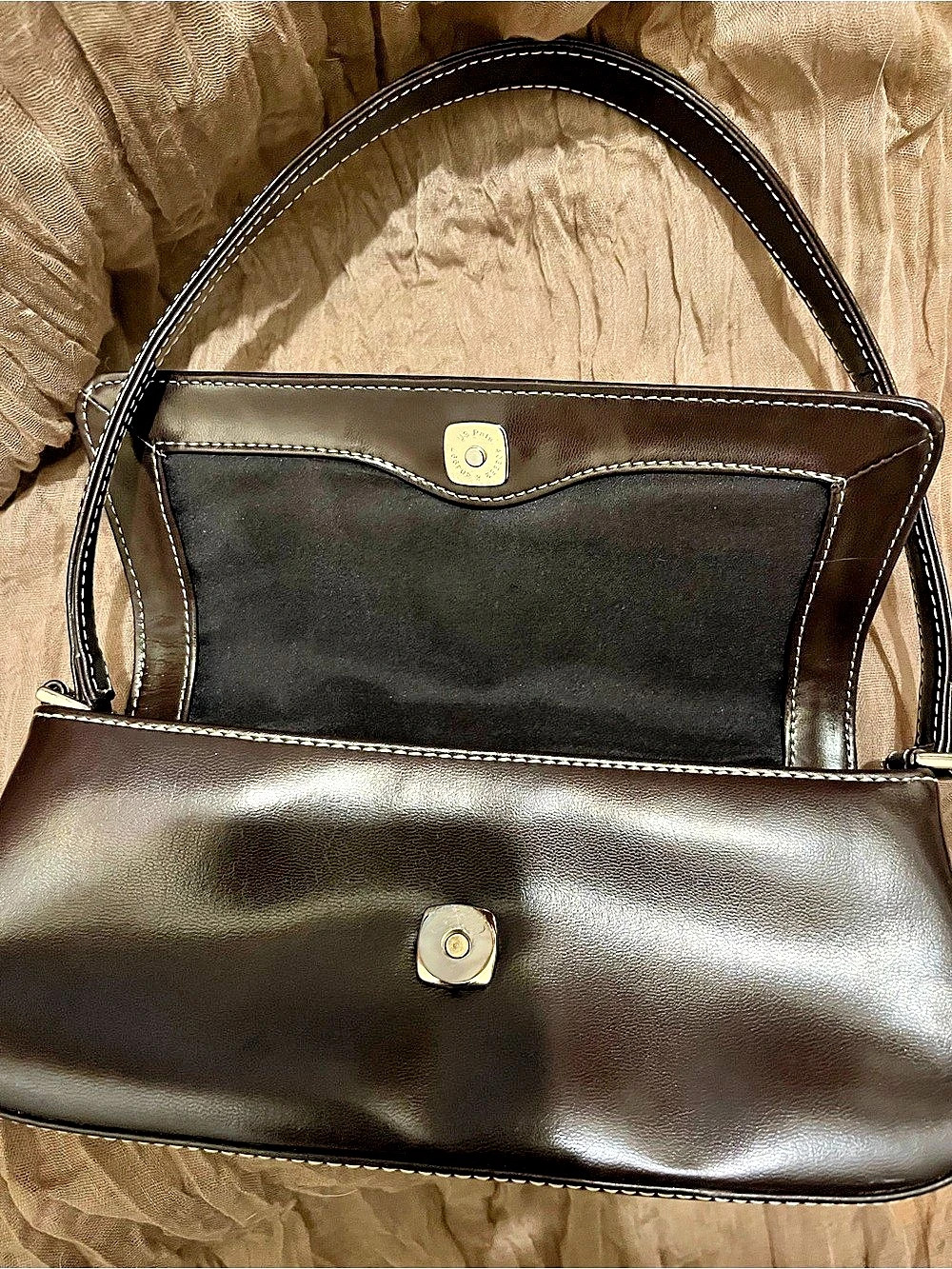 Small Brown Leather-like Shoulder Bag
